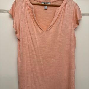 White House Black Market Peach Flutter Short Sleeve Top